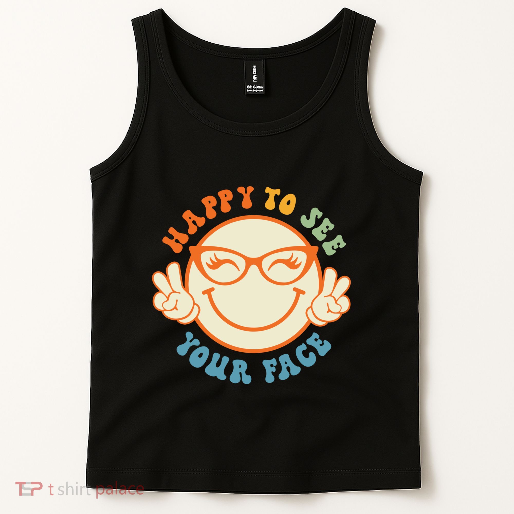 Happy To See Your Face Retro Groovy Back To School Teacher. Tank Top