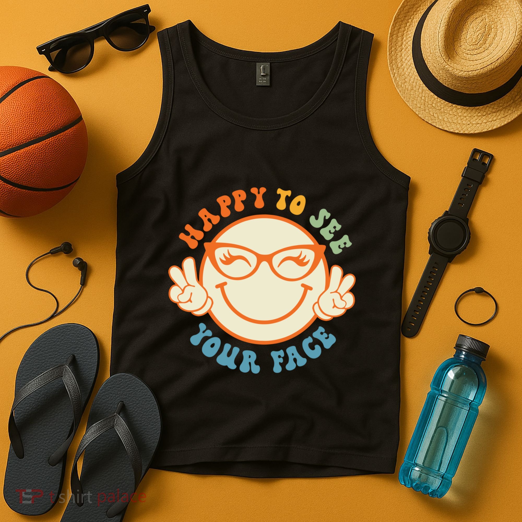 Happy To See Your Face Retro Groovy Back To School Teacher. Tank Top