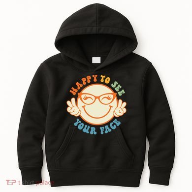 Happy To See Your Face Retro Groovy Back To School Teacher. Kids Hoodie