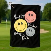 Happy To See Your Face Golf Towel thumb 1