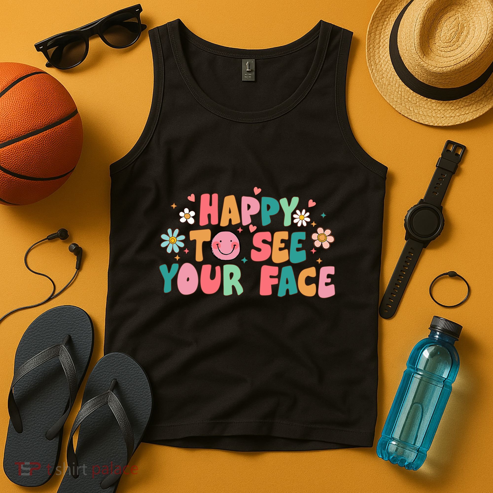 Happy To See Your Face First Day Of School Teacher Flower Tank Top