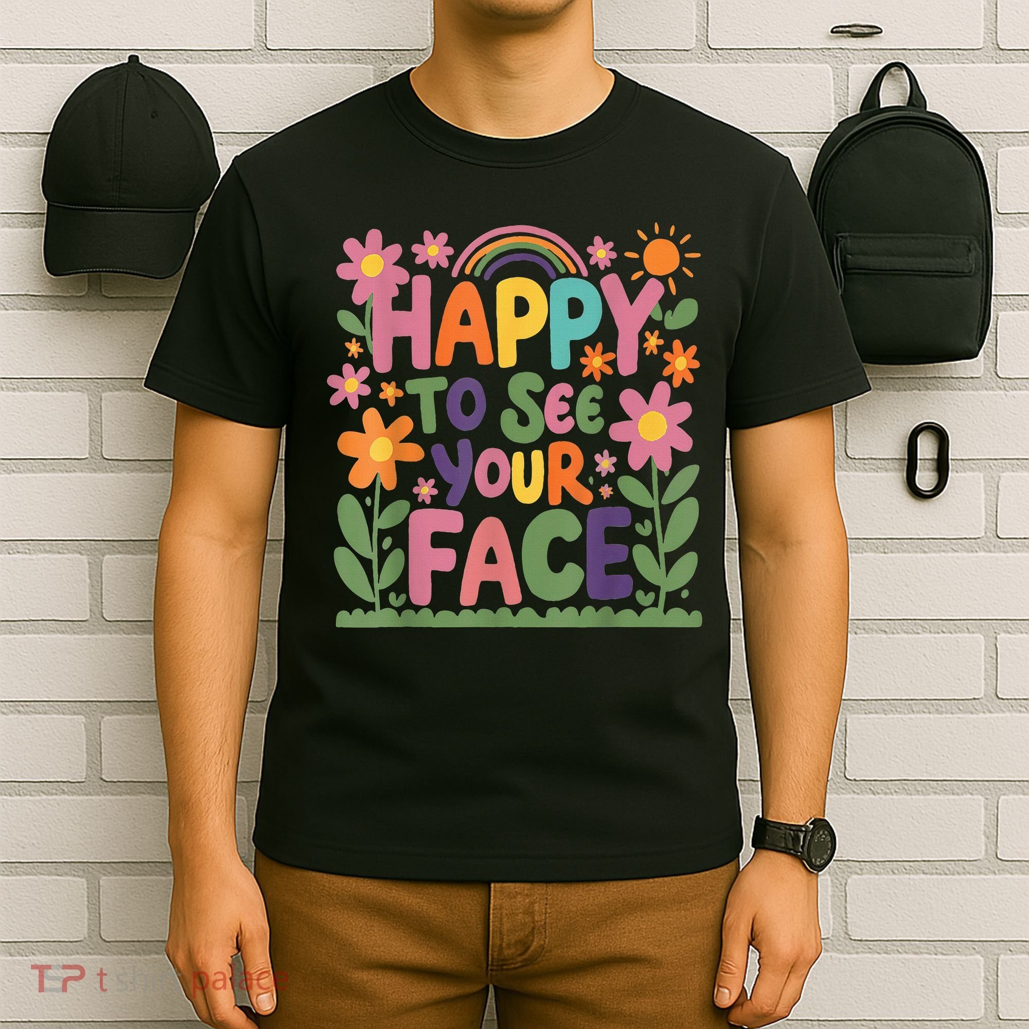 Happy To See Your Face Teacher Flower Back To School T-Shirt