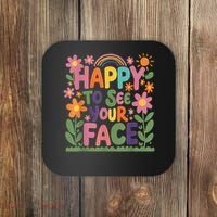 Happy To See Your Face Teacher Flower Back To School Coaster thumb 0