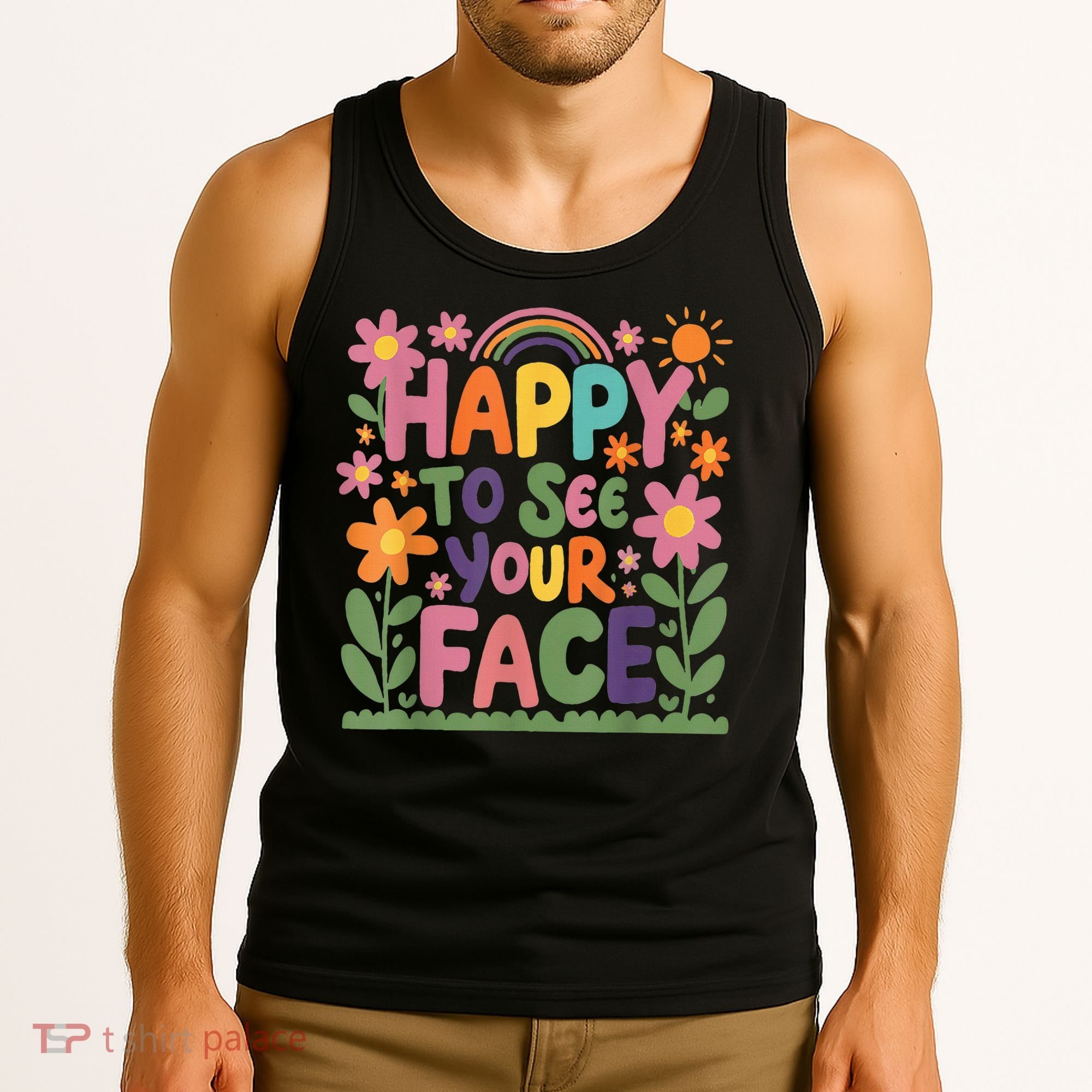 Happy To See Your Face Teacher Flower Back To School Tank Top