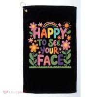 Happy To See Your Face Teacher Flower Back To School Golf Towel thumb 0