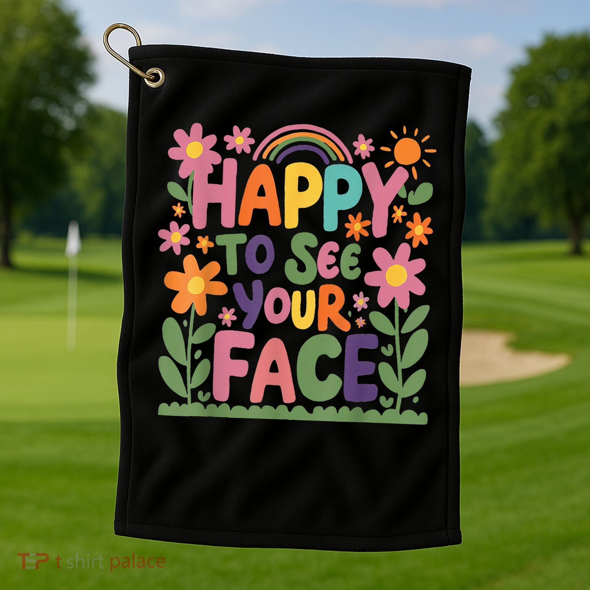 Happy To See Your Face Teacher Flower Back To School Golf Towel