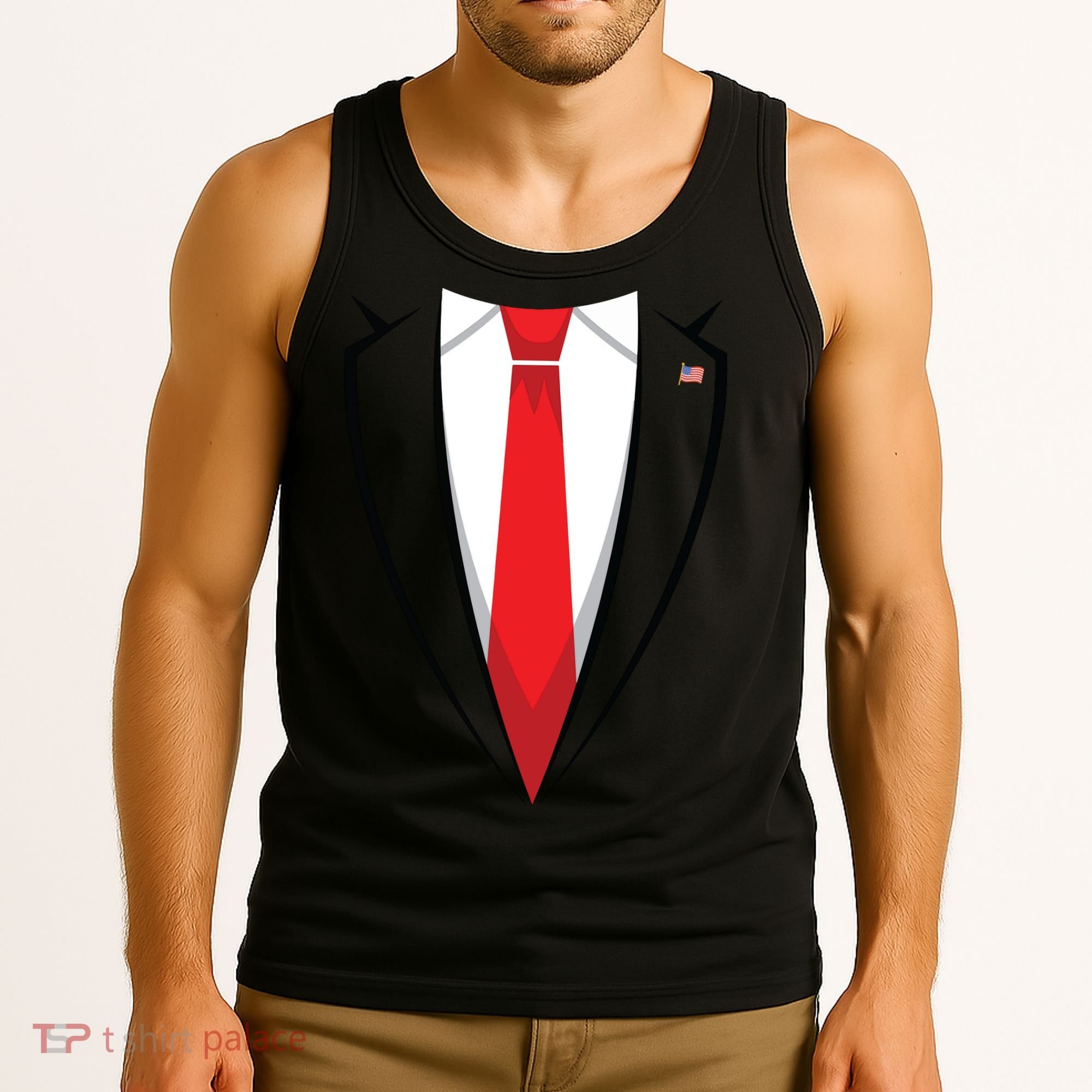 Halloween Trump Suit Us President Easy Costume Tank Top