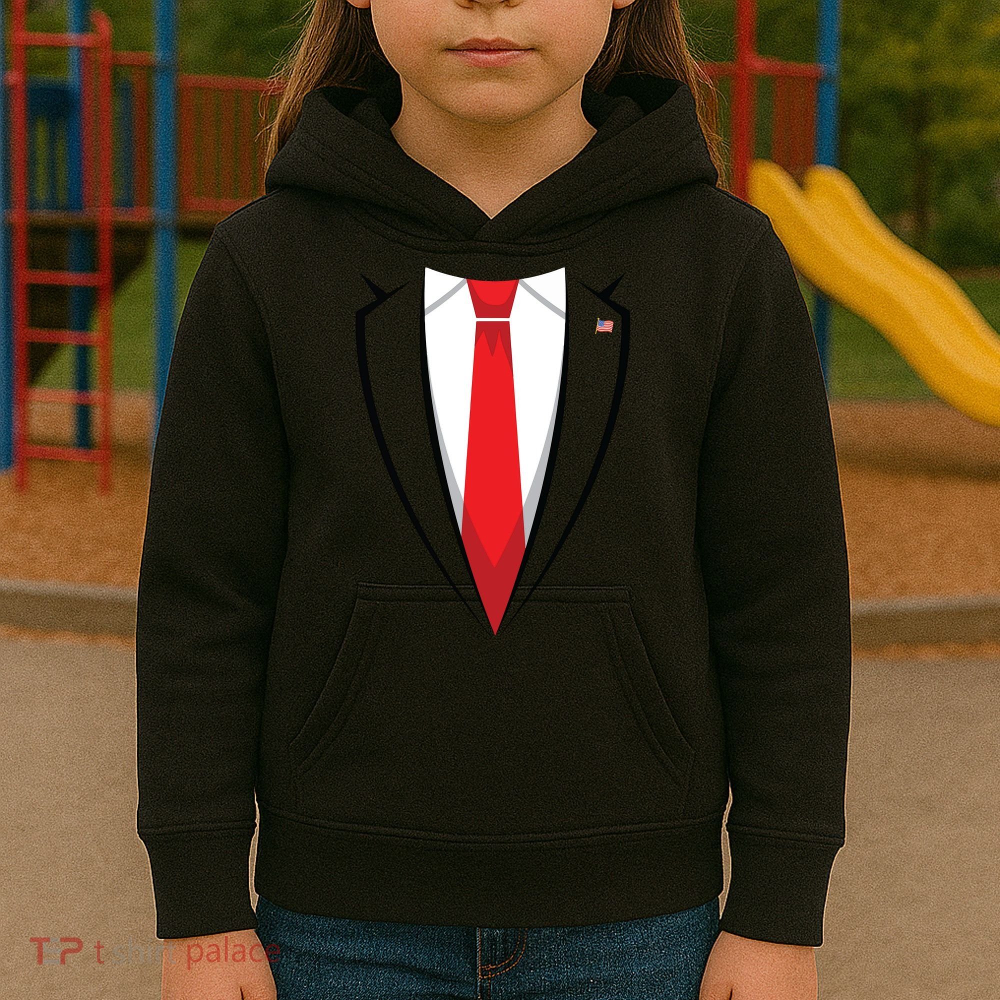 Halloween Trump Suit Us President Easy Costume Kids Hoodie