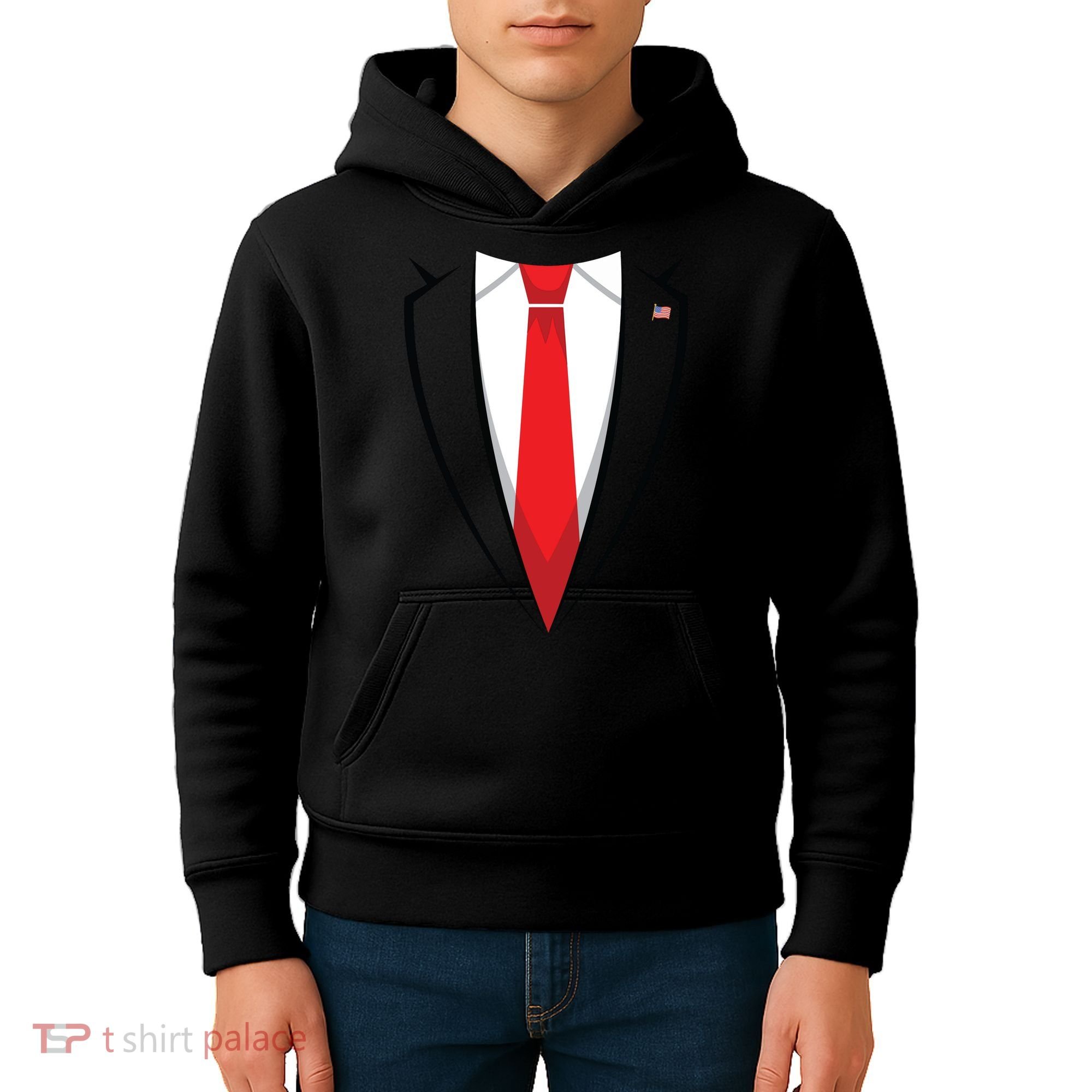 Halloween Trump Suit Us President Easy Costume Kids Hoodie