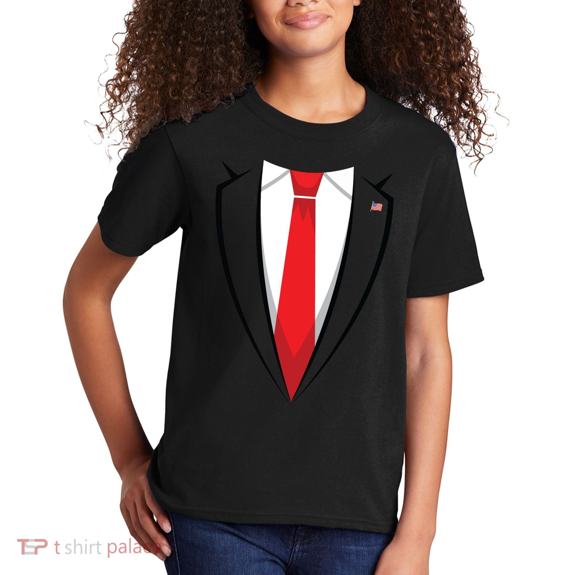 Halloween Trump Suit Us President Easy Costume Kids T-Shirt