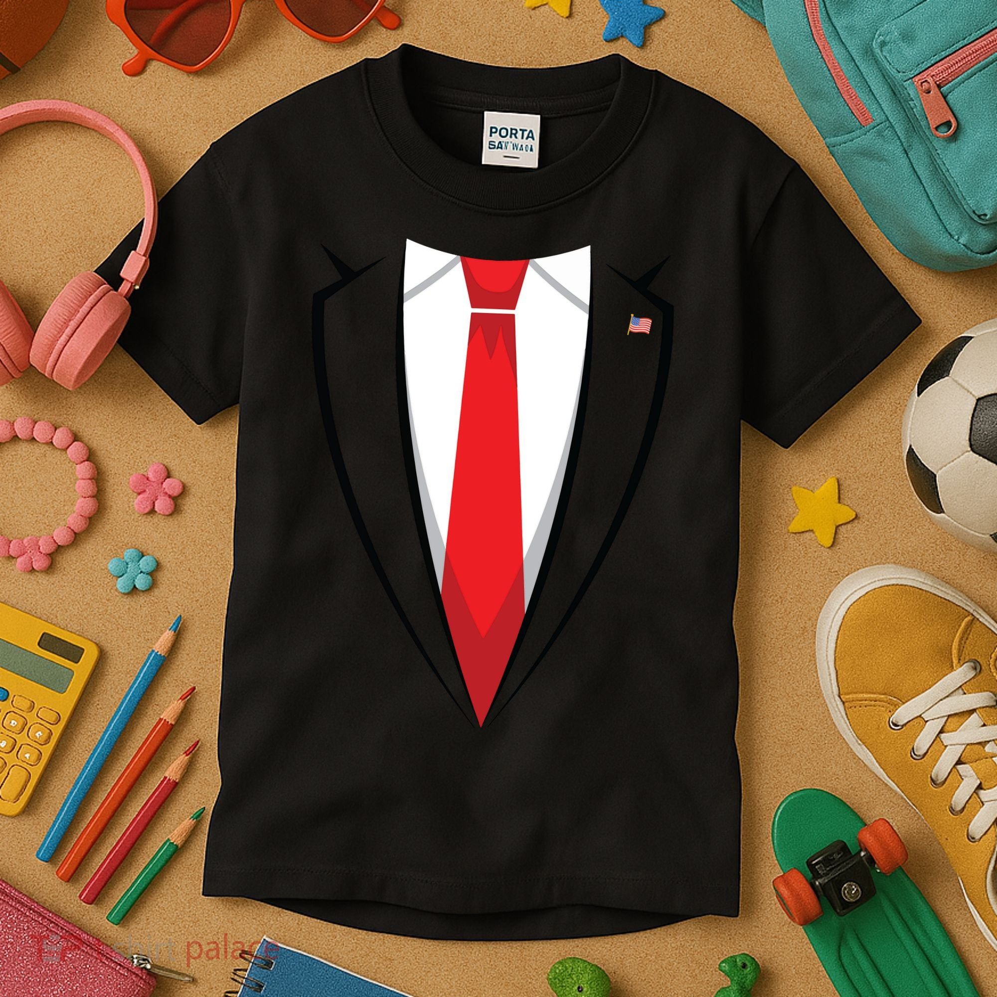 Halloween Trump Suit Us President Easy Costume Kids T-Shirt