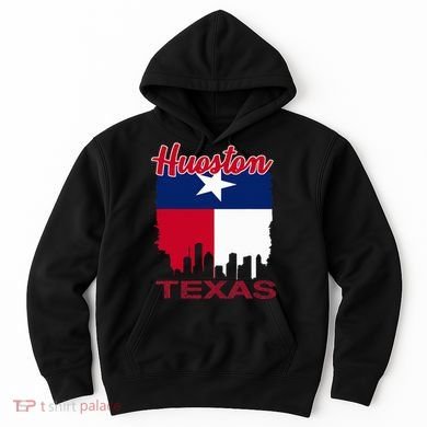 Houston Texas Skyline Vintage Houston Texas Flag Hoodie