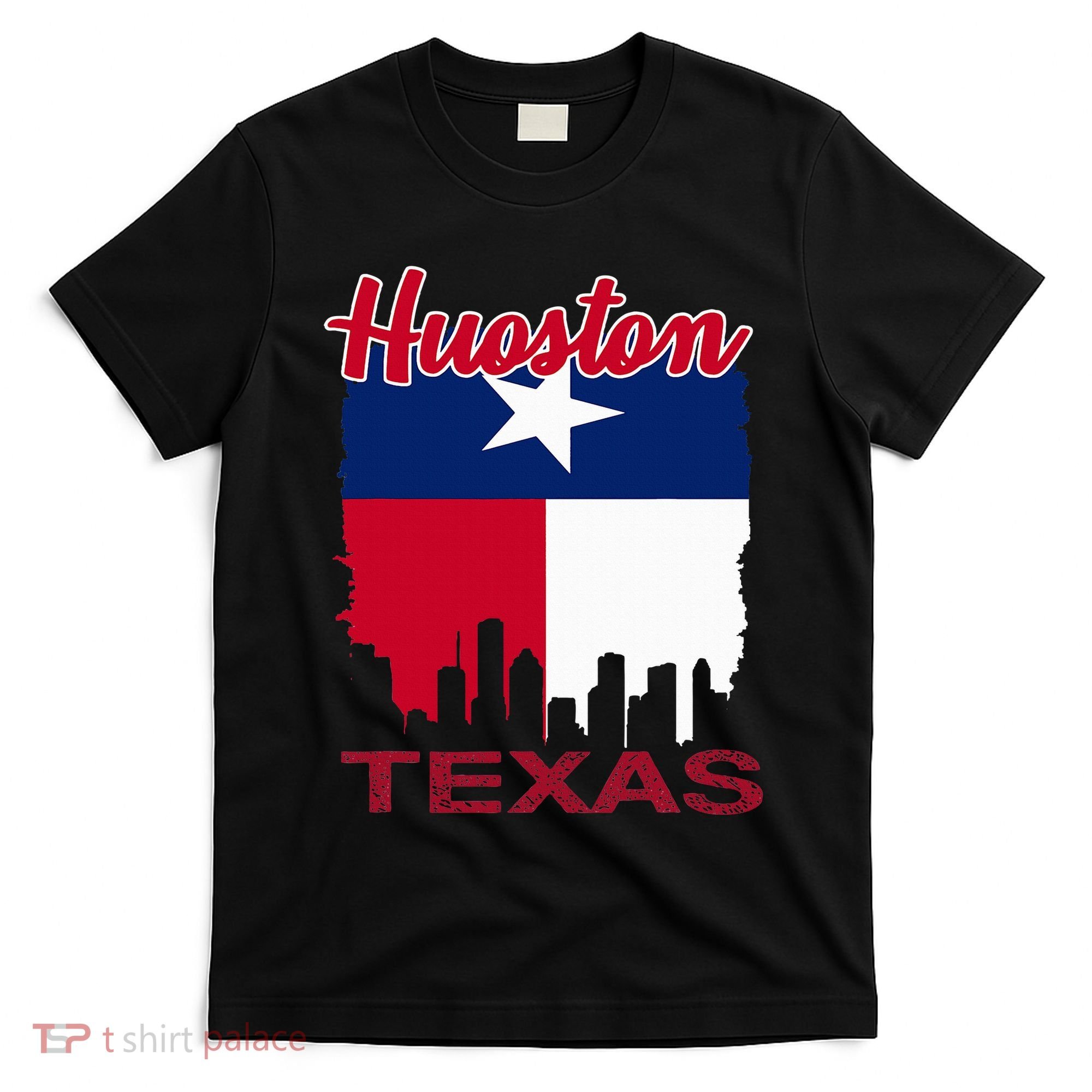 Houston Texas Skyline Vintage Houston Texas Flag T-Shirt