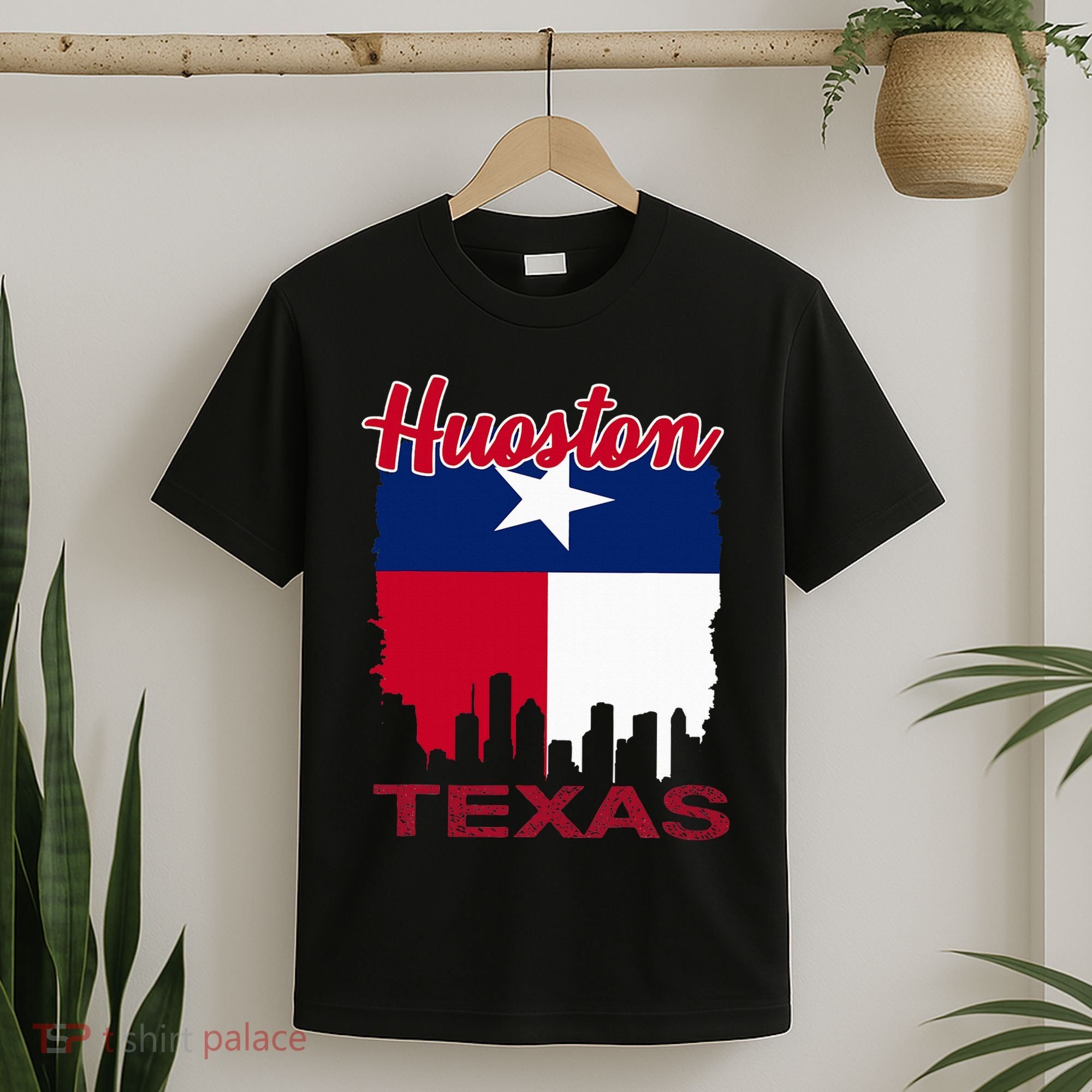 Houston Texas Skyline Vintage Houston Texas Flag T-Shirt