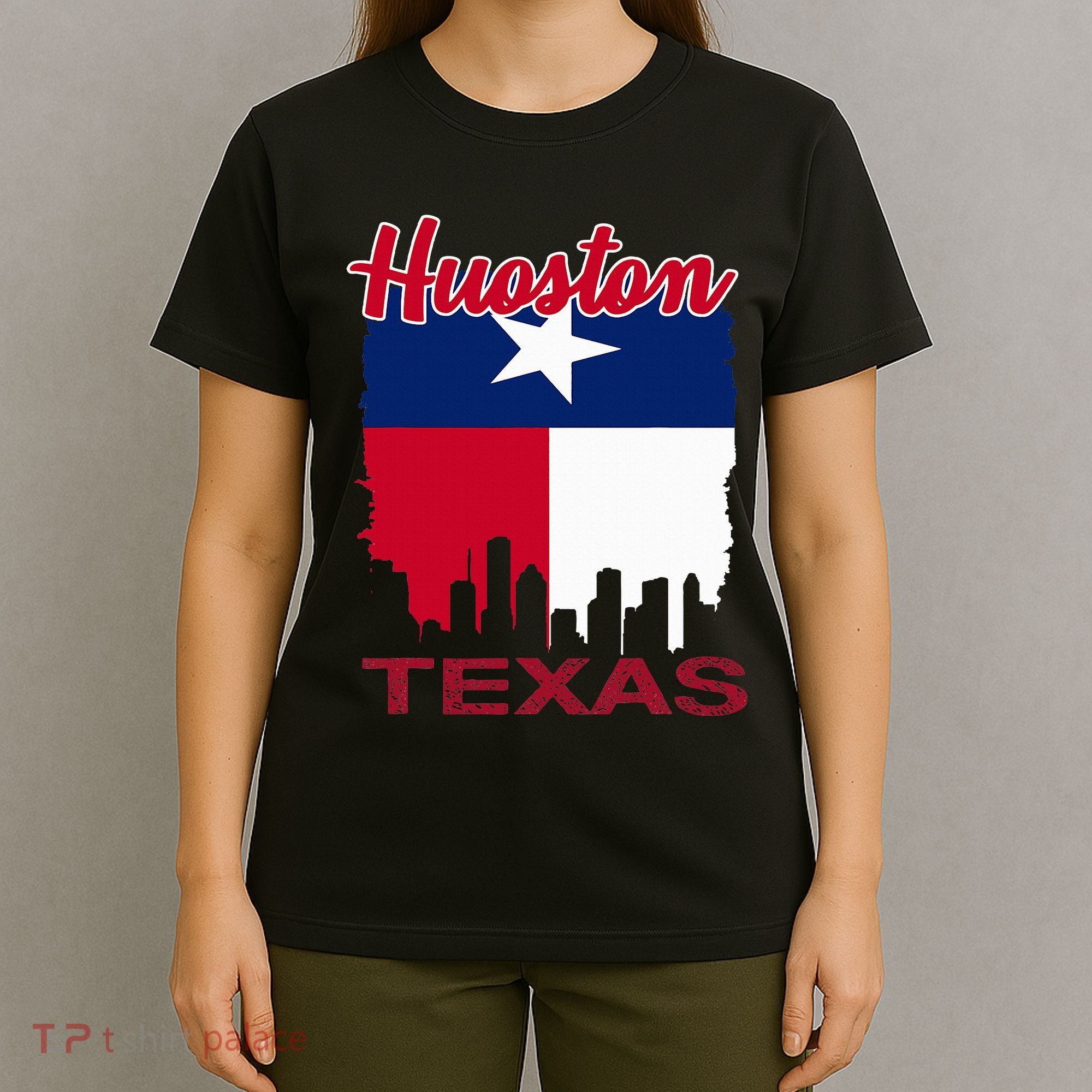 Houston Texas Skyline Vintage Houston Texas Flag T-Shirt