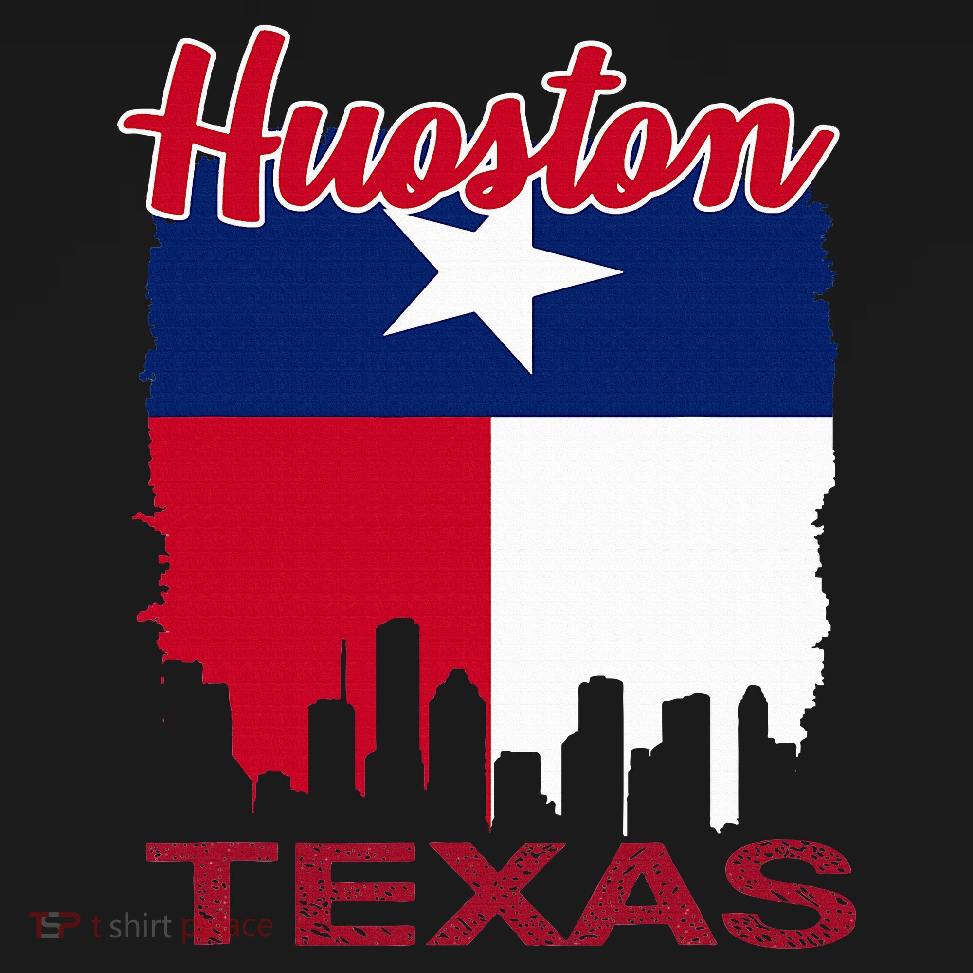 Houston Texas Skyline Vintage Houston Texas Flag T-Shirt