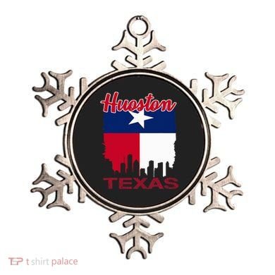 Houston Texas Skyline Vintage Houston Texas Flag Ornament