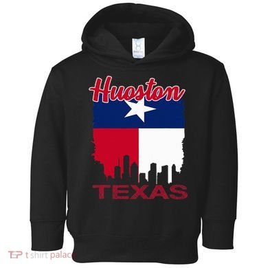 Houston Texas Skyline Vintage Houston Texas Flag Toddler Hoodie