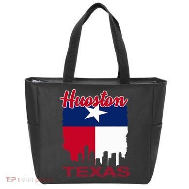 Houston Texas Skyline Vintage Houston Texas Flag Tote Bag