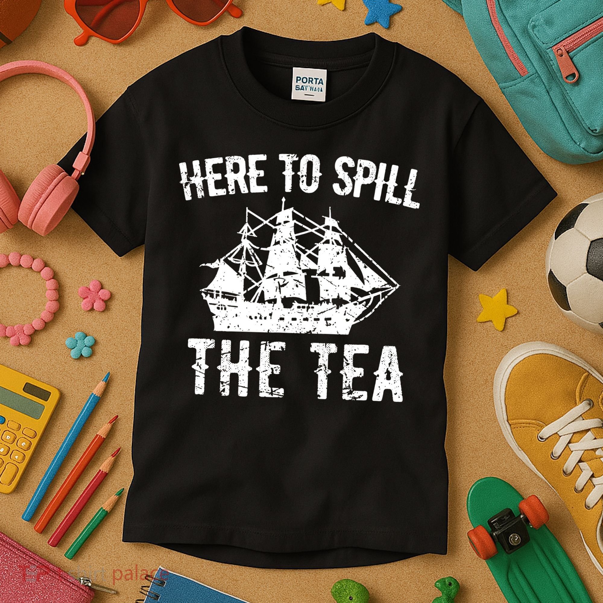 Here To Spill The Tea 4th of July US Patriotic Pride Kids T-Shirt