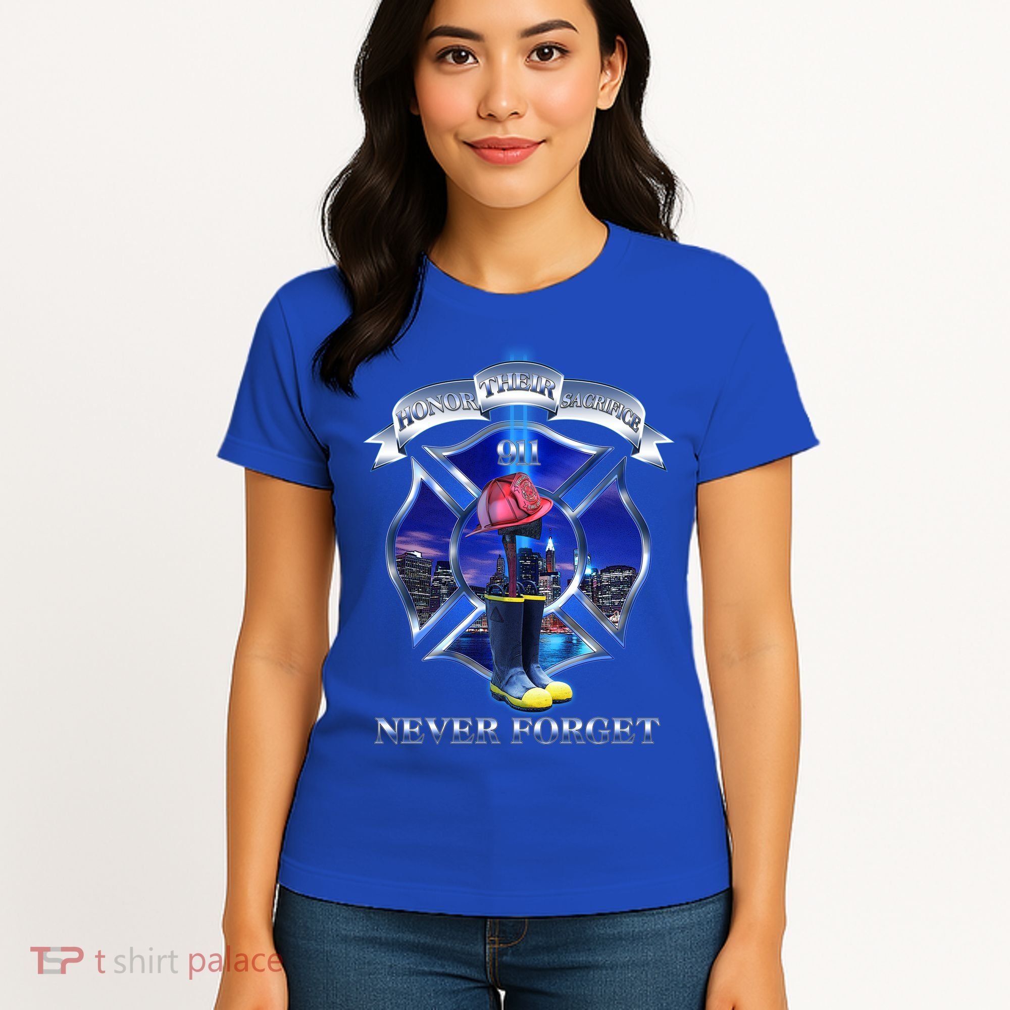Honor Their Sacrifice Never Forget 911 September 11 Fire Fighters Heroes Women's T-Shirt