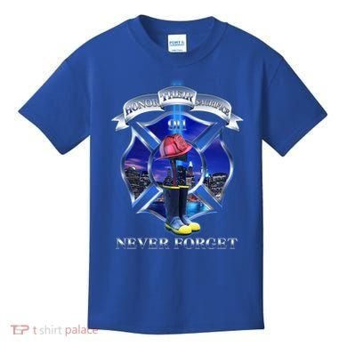 Honor Their Sacrifice Never Forget 911 September 11 Fire Fighters Heroes Kids T-Shirt