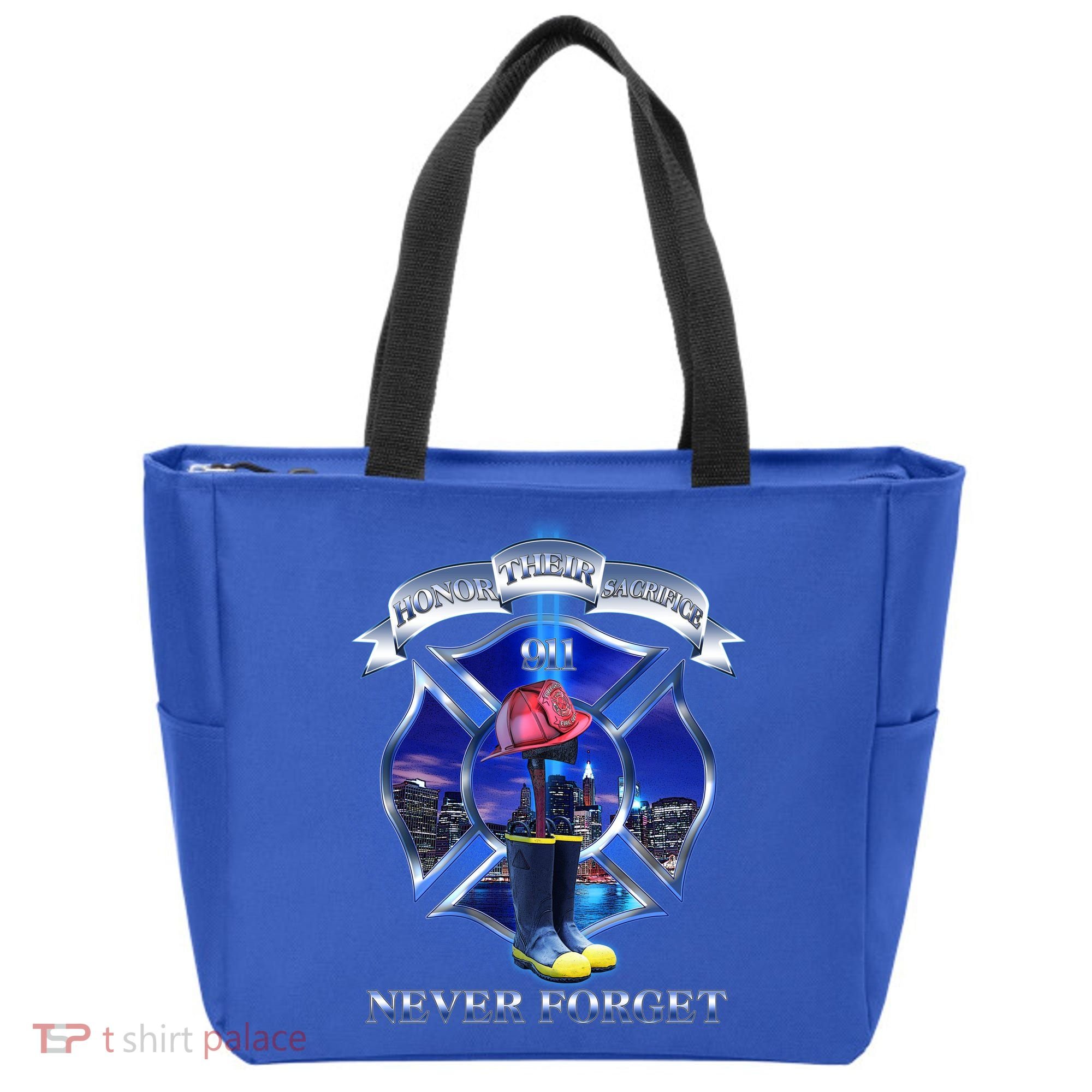 Honor Their Sacrifice Never Forget 911 September 11 Fire Fighters Heroes Tote Bag