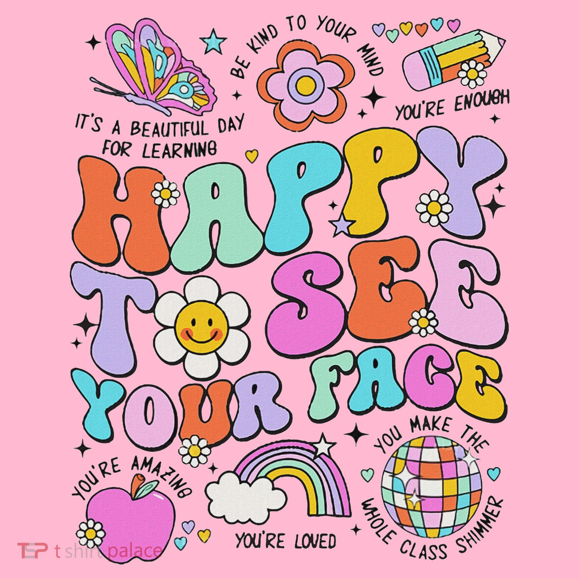 Happy To See Your Face Teacher Disco Ball Back To School Coaster