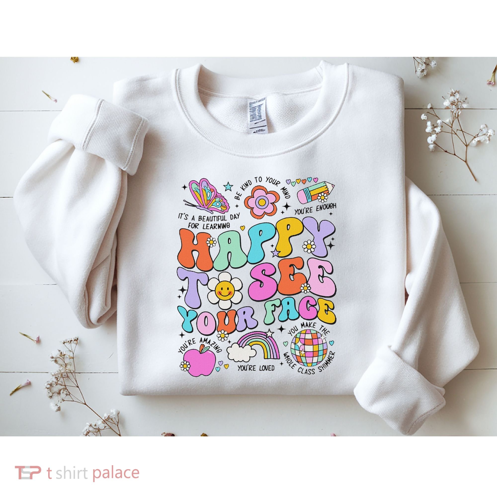 Happy To See Your Face Teacher Disco Ball Back To School Sweatshirt
