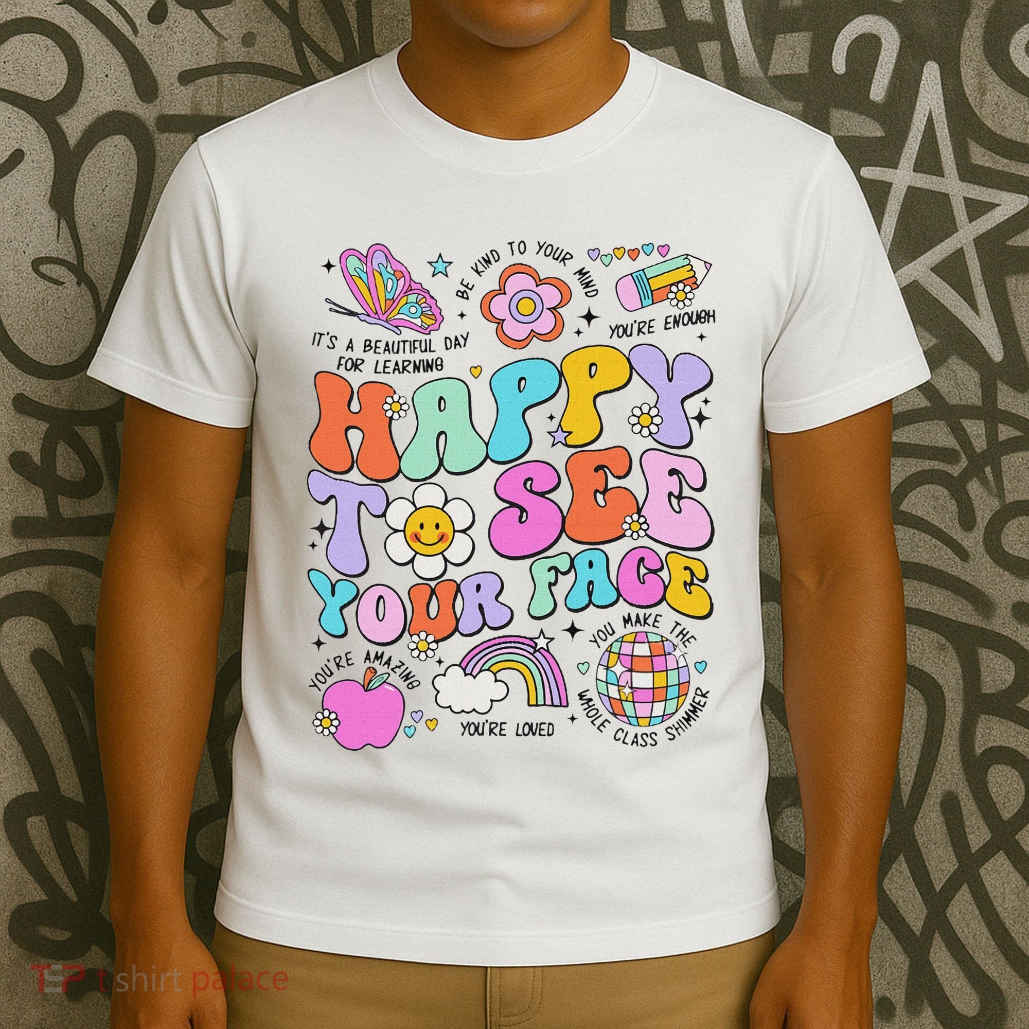 Happy To See Your Face Teacher Disco Ball Back To School T-Shirt