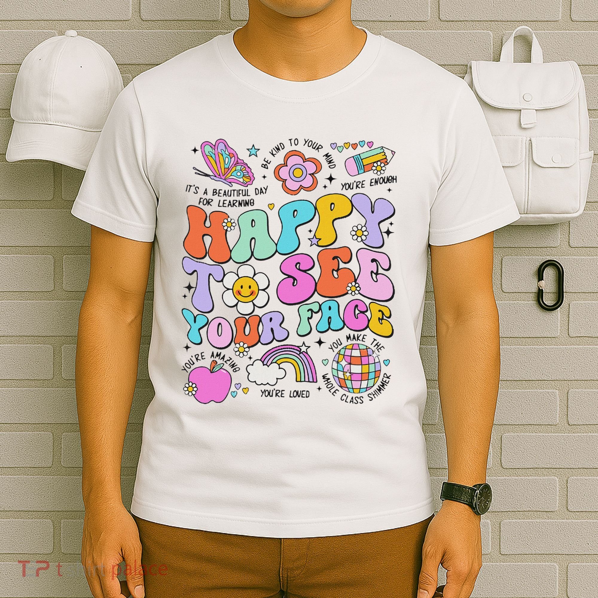 Happy To See Your Face Teacher Disco Ball Back To School T-Shirt