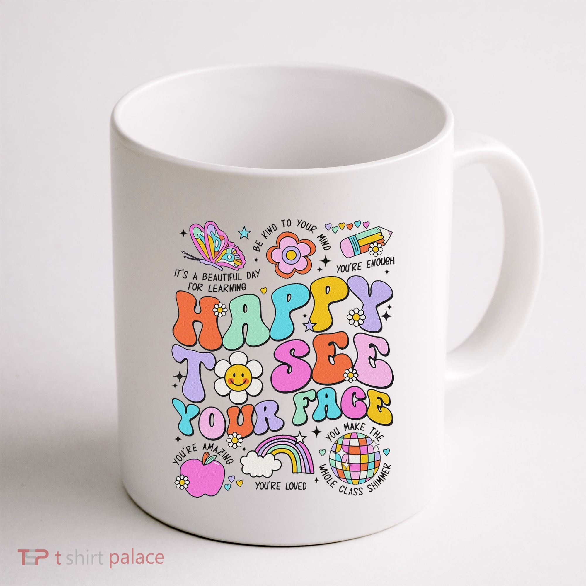 Happy To See Your Face Teacher Disco Ball Back To School Coffee Mug