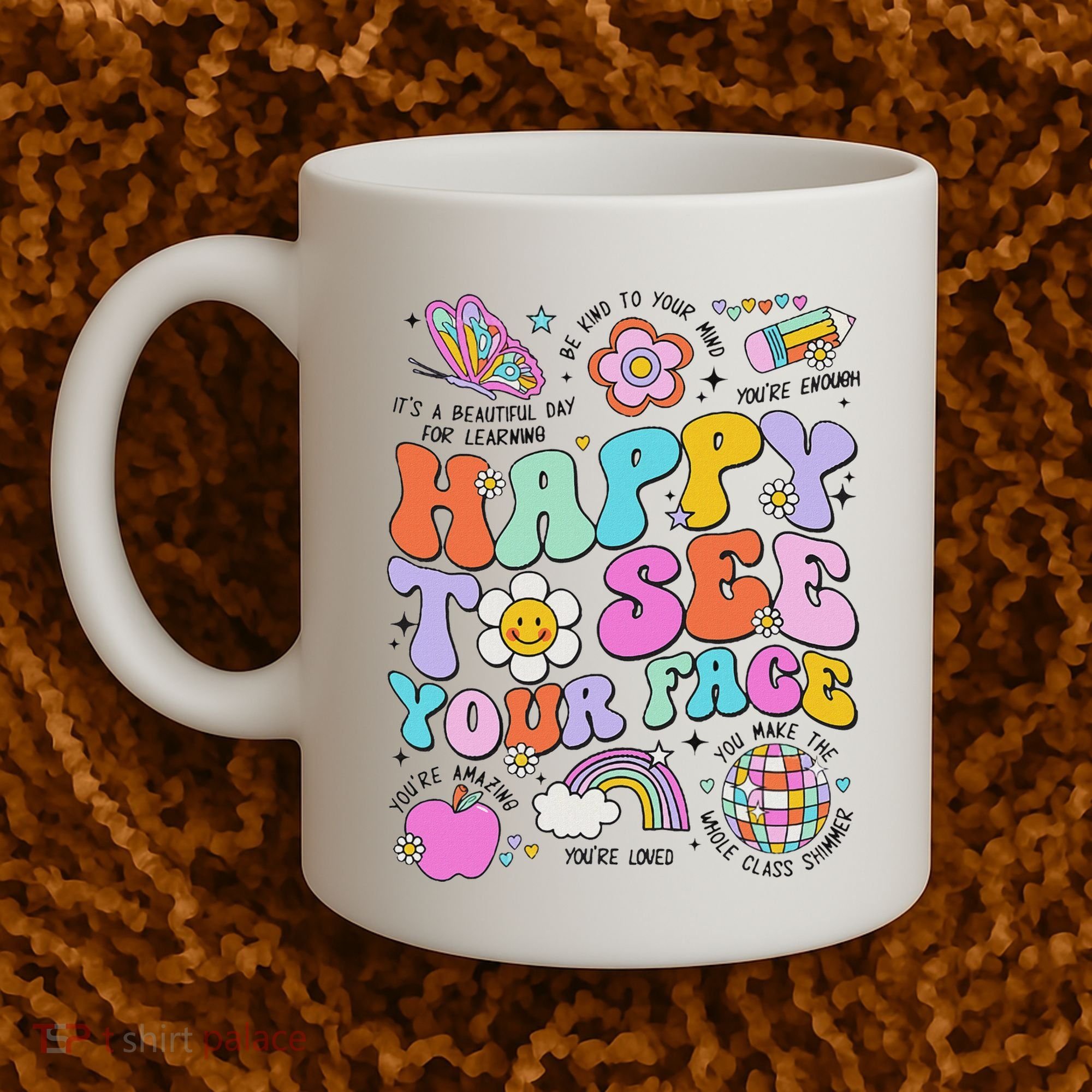 Happy To See Your Face Teacher Disco Ball Back To School Coffee Mug
