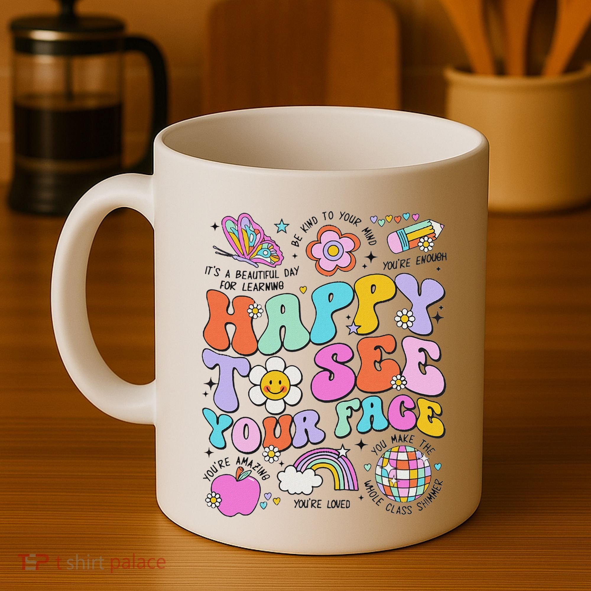 Happy To See Your Face Teacher Disco Ball Back To School Coffee Mug