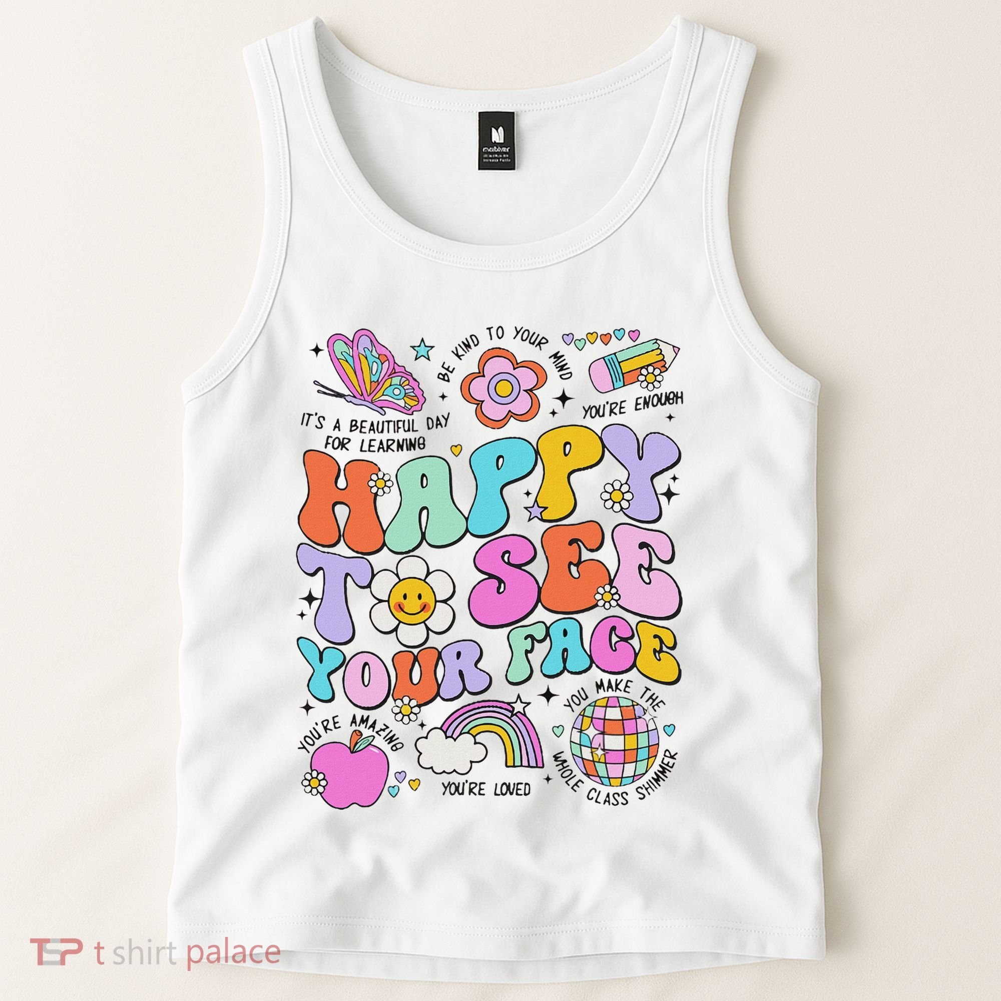 Happy To See Your Face Teacher Disco Ball Back To School Tank Top