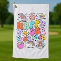 Happy To See Your Face Teacher Disco Ball Back To School Golf Towel thumb 1