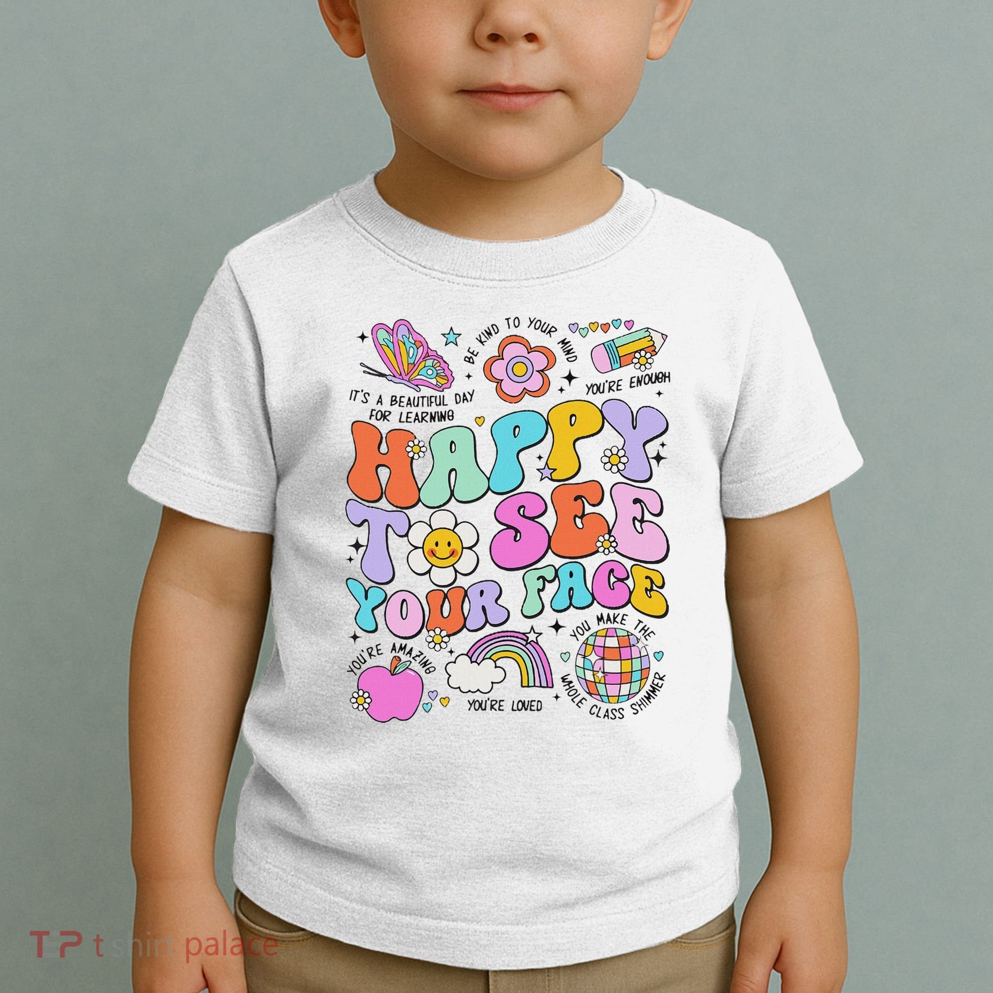 Happy To See Your Face Teacher Disco Ball Back To School Toddler T-Shirt