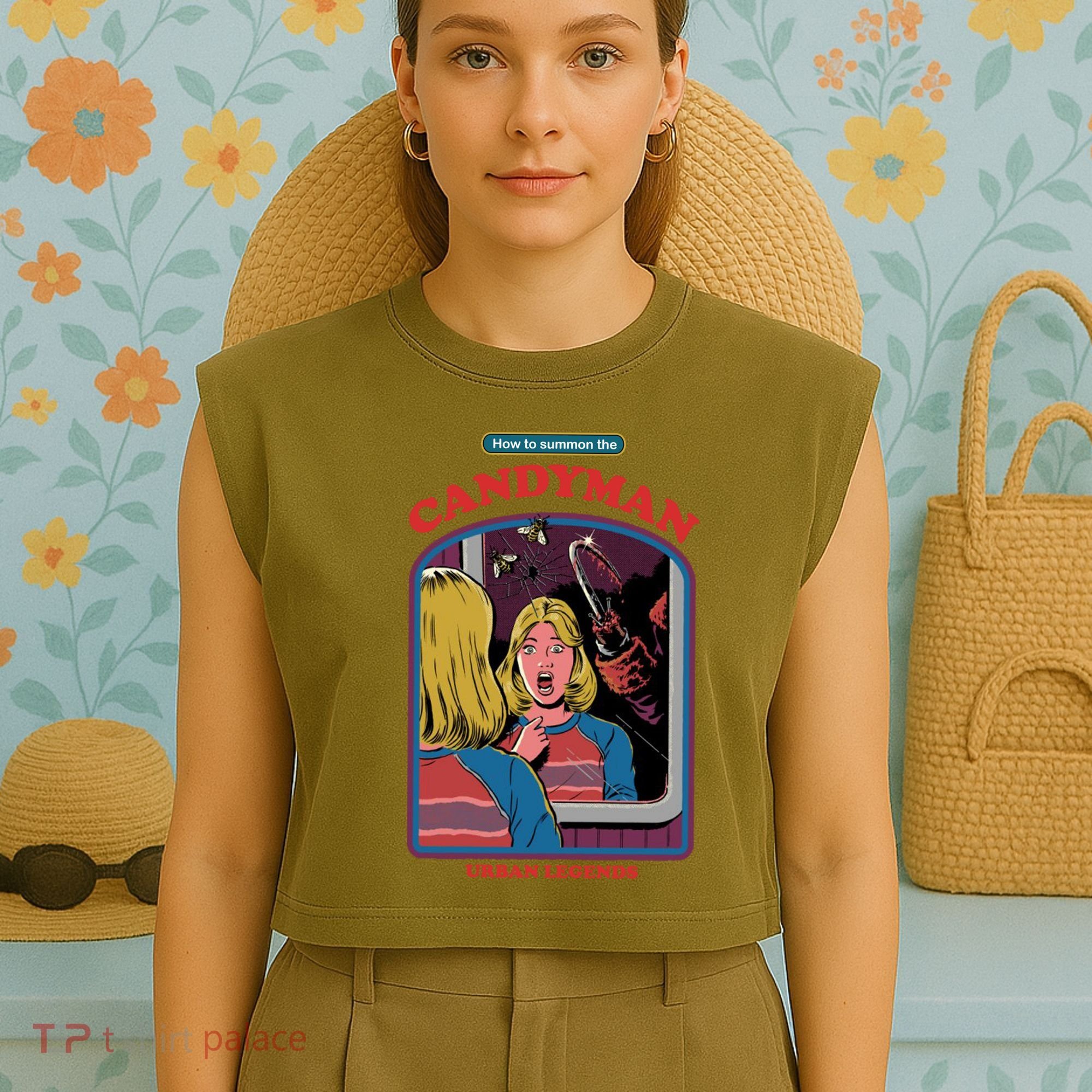How To Summon The Candy Man Garment-Dyed Women's Muscle Tee