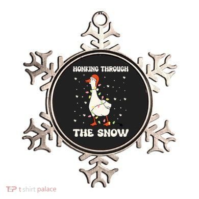 Honking Through The Snow Funny Goose Ugly Christmas Ornament