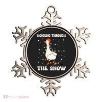 Honking Through The Snow Funny Goose Ugly Christmas Ornament thumb 0