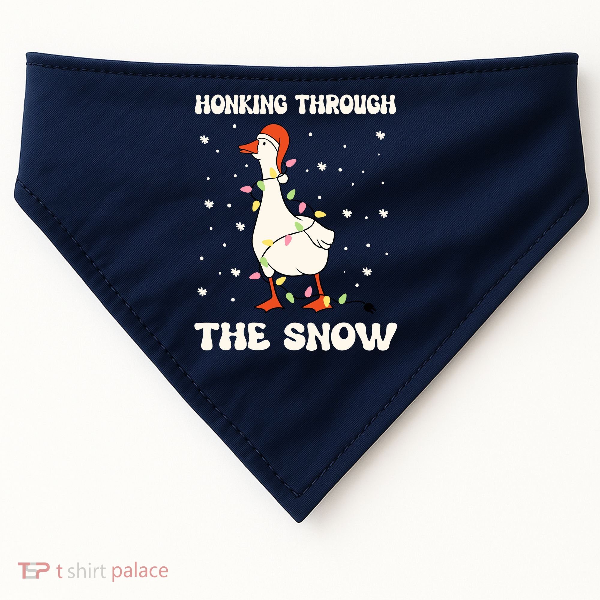 Honking Through The Snow Funny Goose Ugly Christmas USA-Made Doggie Bandana