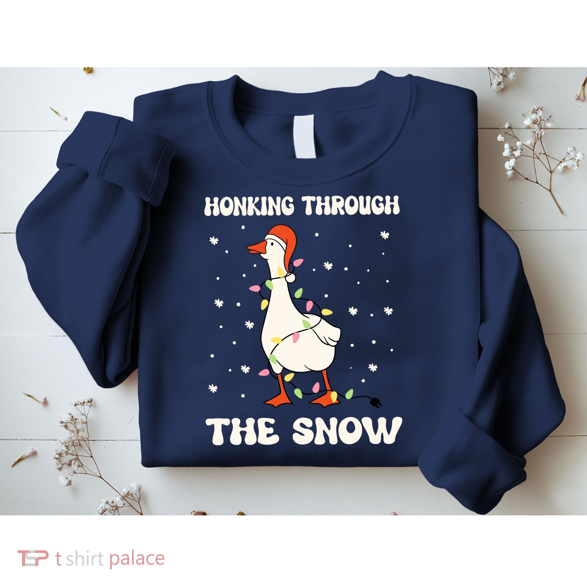 Honking Through The Snow Funny Goose Ugly Christmas Sweatshirt