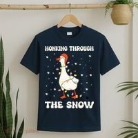 Honking Through The Snow Funny Goose Ugly Christmas T-Shirt thumb 2
