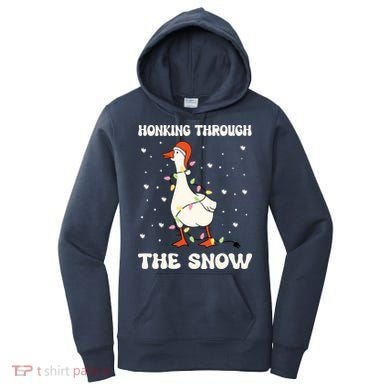 Honking Through The Snow Funny Goose Ugly Christmas Women's Hoodie