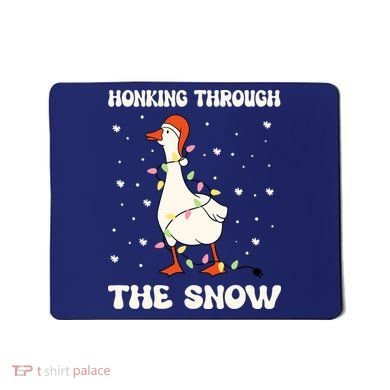 Honking Through The Snow Funny Goose Ugly Christmas Mousepad