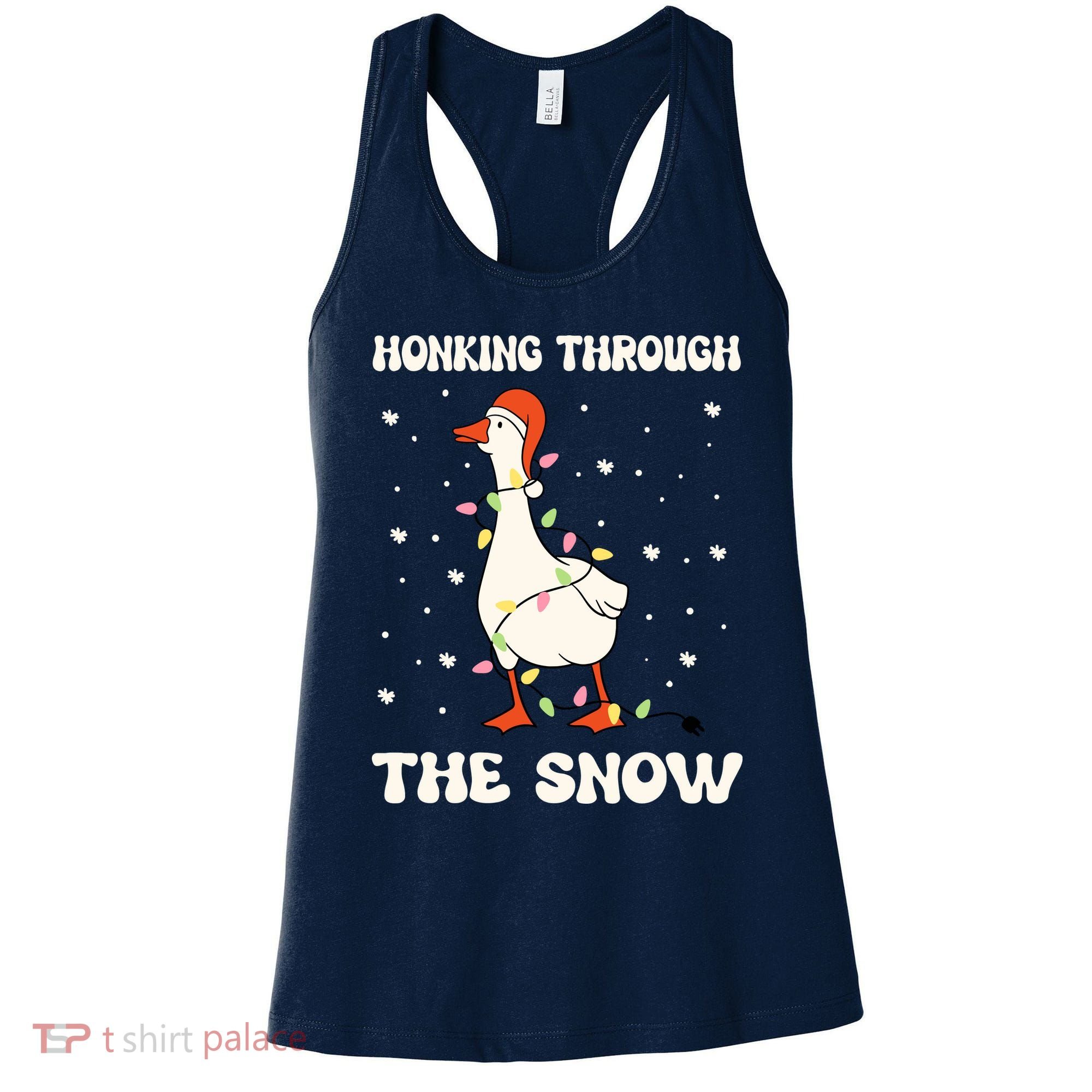 Honking Through The Snow Funny Goose Ugly Christmas Women's Tank Top