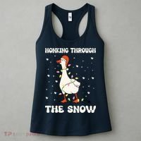 Honking Through The Snow Funny Goose Ugly Christmas Women's Tank Top thumb 3