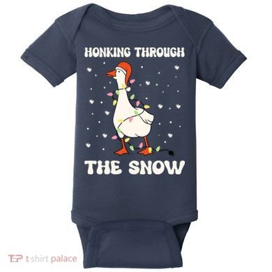 Honking Through The Snow Funny Goose Ugly Christmas Baby Bodysuit
