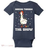 Honking Through The Snow Funny Goose Ugly Christmas Baby Bodysuit thumb 0
