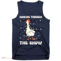 Honking Through The Snow Funny Goose Ugly Christmas Tank Top thumb 0